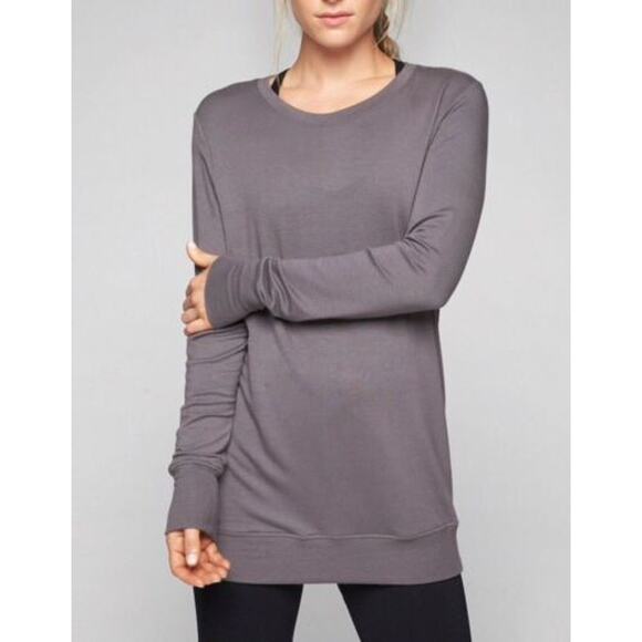 Athleta XSmall Gray Coaster Go To Sweatshirt Cutout Tunic Pullover Modal Stretch - Picture 12 of 12